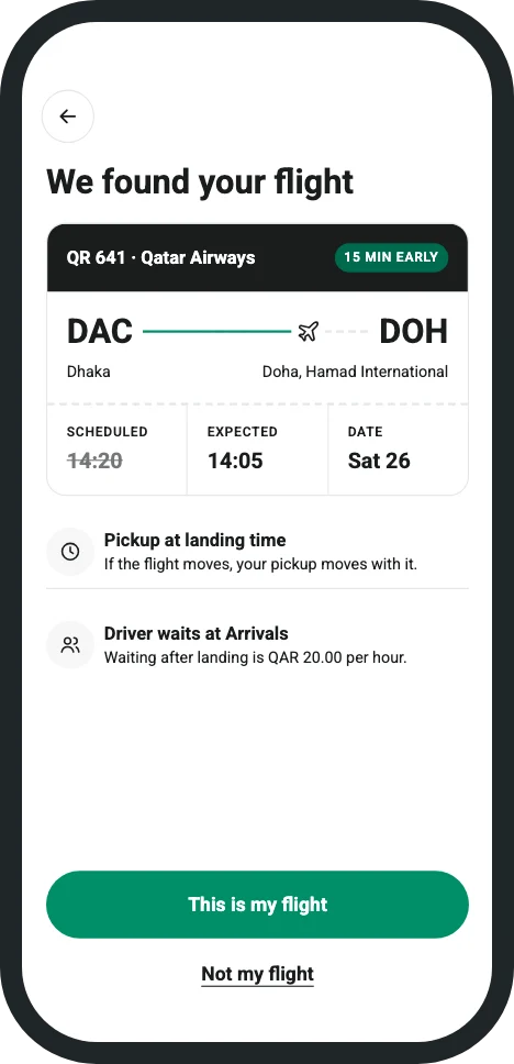 Adding a flight for an airport pickup